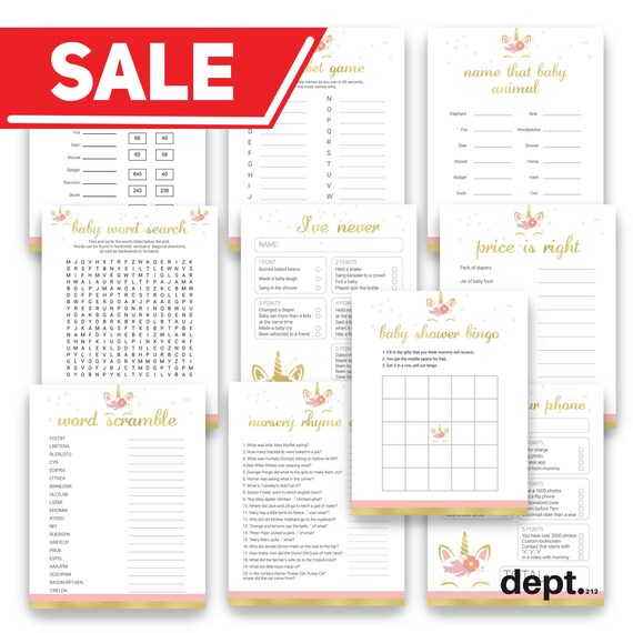 unicorn themed baby shower games