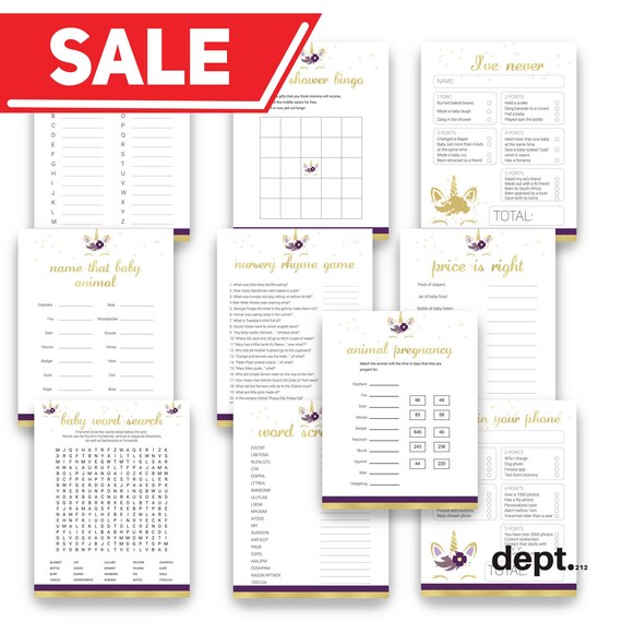 unicorn themed baby shower games