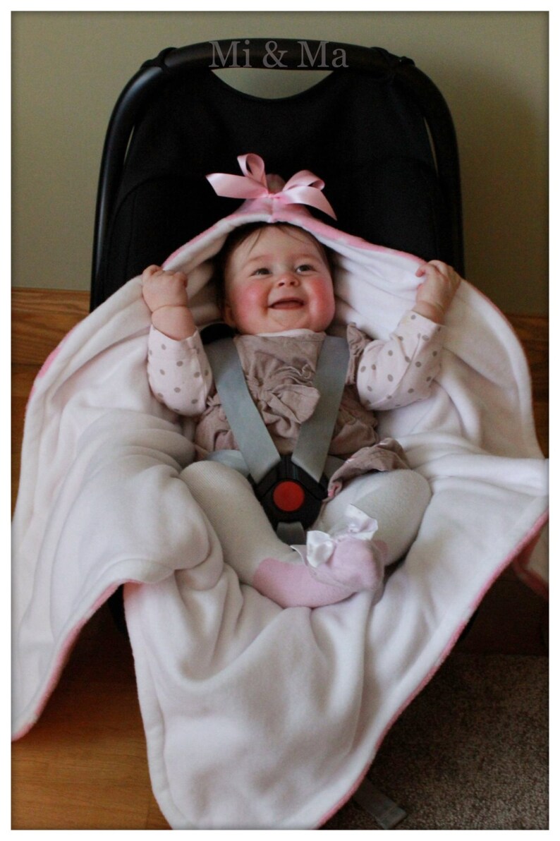 Hooded car seat blanket car seat blanket pink with white dot Etsy