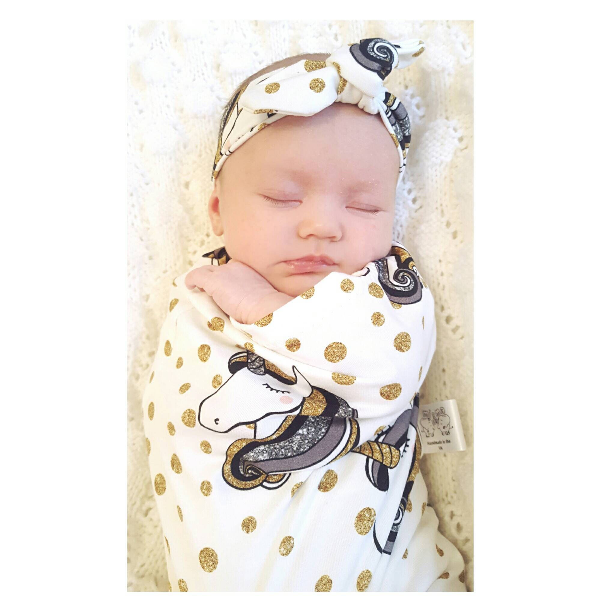 UK Newborn Baby Infant Swaddle Wrap Blanket Sleeping Bag Sleepsack Headnband//Hat