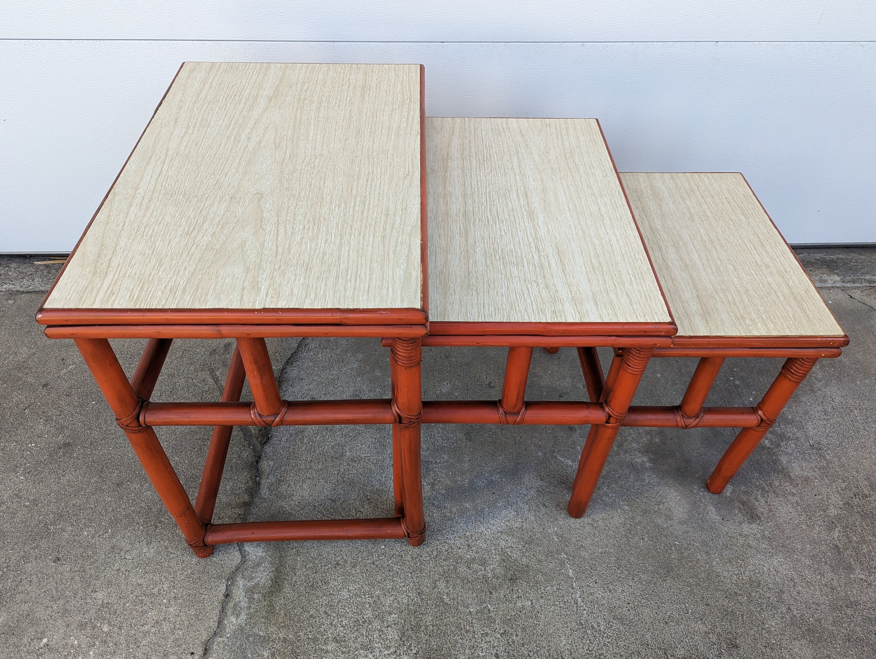Vintage Rattan Style Nesting Tables - Set of 3 - Etsy