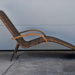 Vintage Mid Century Wicker and Rattan Chaise Lounge Chair image 6