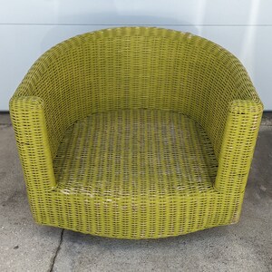 Vintage Modern Wicker Barrel Swivel Lounge Chair image 2