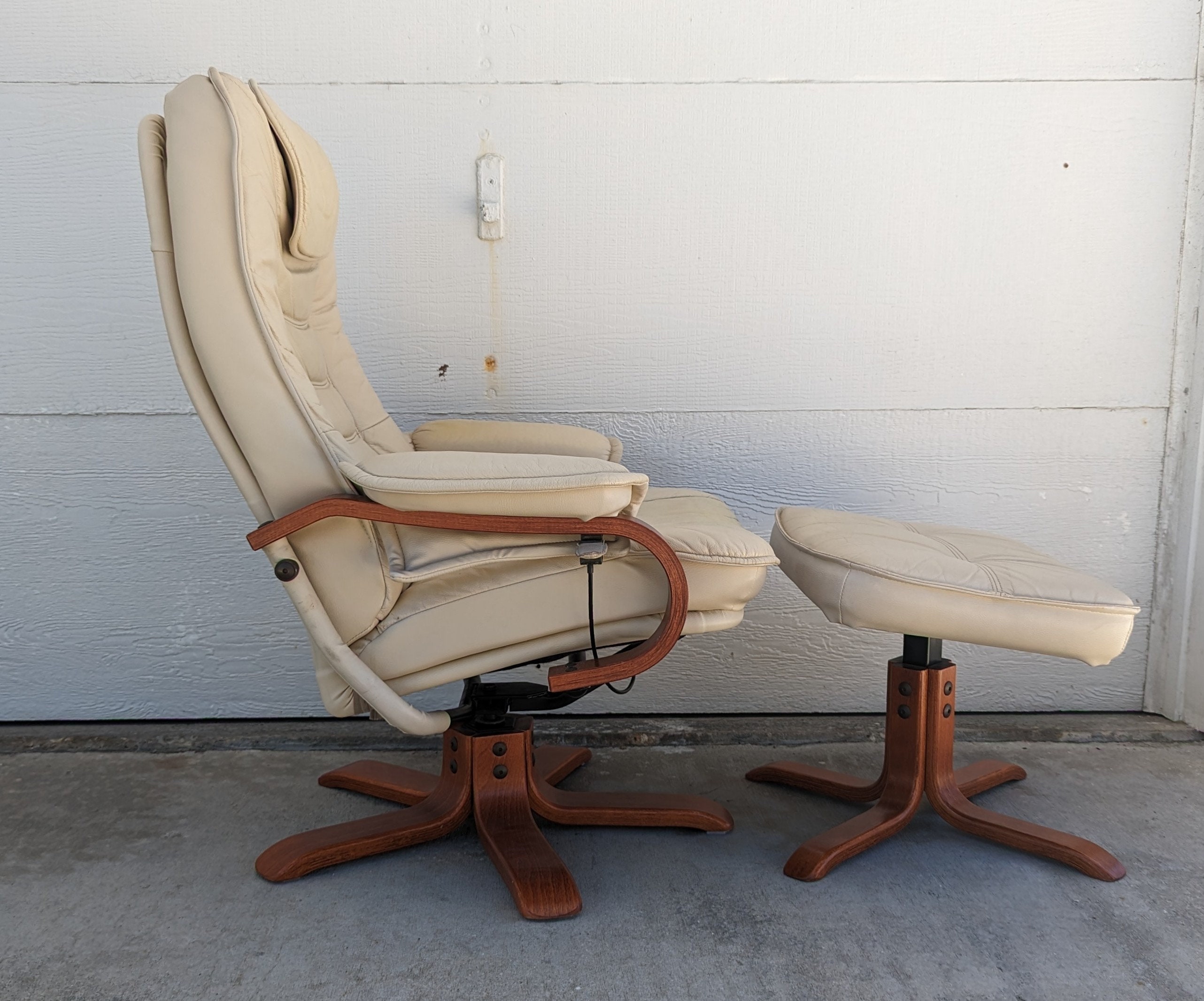 Scandinavian Style Reclining Leather Lounge Chair and Ottoman Etsy