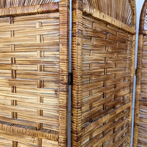 Vintage Bohemian Split Reed 3 Panel Room Divider Screen image 5