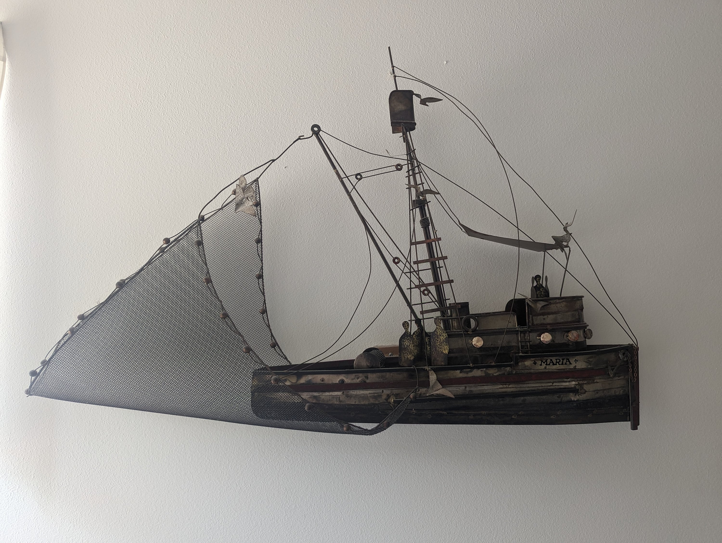 Vintage C Jere Wall Fishing Boat Sculpture Signed - Etsy