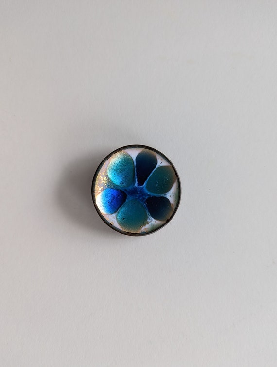 Boutons De Manchette Vintage Années 50-60 - Laiton & Cuivre Émaillé, Moderne Mid-Century, Occasion