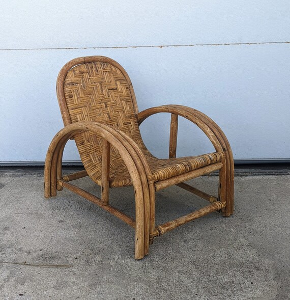 Vintage Childrens 3 Strand Rattan Lounge Chair - Etsy