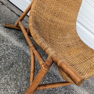 Rare Vintage British Colonial Throne Chair Rattan and Woven Seat High Back image 8