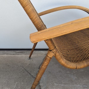Vintage Mid Century Wicker and Rattan Chaise Lounge Chair image 7