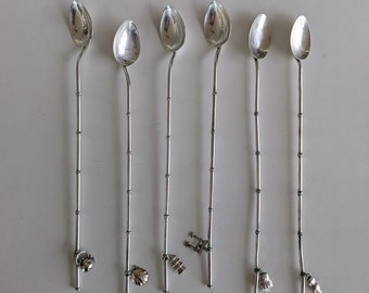 Vintage Easterling Sterling Silver Teaspoon Straw - Set of 6