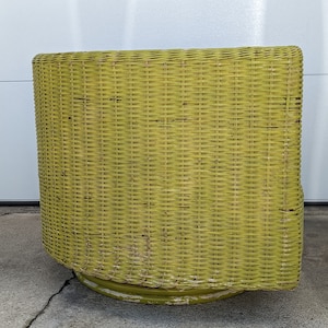 Vintage Modern Wicker Barrel Swivel Lounge Chair image 4