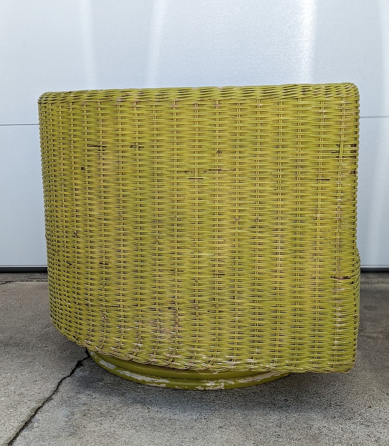 Vintage Modern Wicker Barrel Swivel Lounge Chair image 4