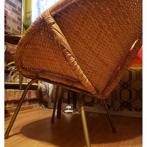 Vintage Arthur Umanoff Inspired Rattan and Metal Hoop Chair image 2