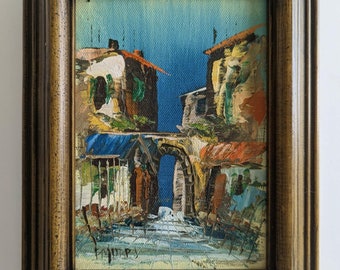 8" x 10" Framed Original Village Painting