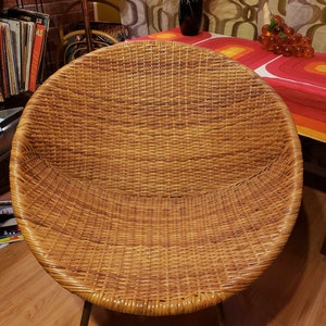 Vintage Arthur Umanoff Inspired Rattan and Metal Hoop Chair image 5