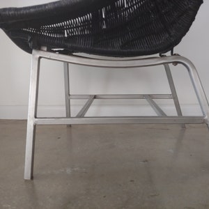 Vintage Modern Black Wicker Lounge Chairs on Metal Base Set of 2 image 4