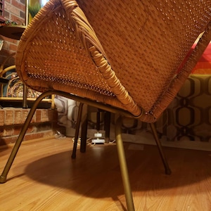 Vintage Arthur Umanoff Inspired Rattan and Metal Hoop Chair image 9