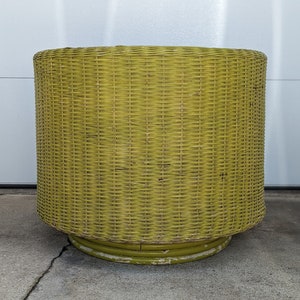 Vintage Modern Wicker Barrel Swivel Lounge Chair image 5