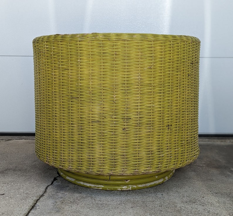 Vintage Modern Wicker Barrel Swivel Lounge Chair image 5