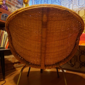 Vintage Arthur Umanoff Inspired Rattan and Metal Hoop Chair image 10