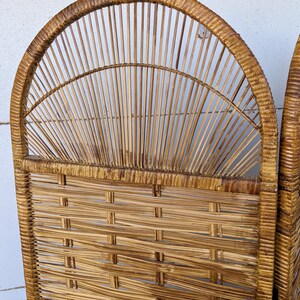 Vintage Bohemian Split Reed 3 Panel Room Divider Screen image 4