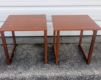 Vintage Teak Kai Kristiansen Nesting Cube End Tables Made in Denmark - set of 2
