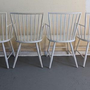 Vintage Modern Faux Bamboo Windsor Dining Arm Chairs Set of 4 image 4