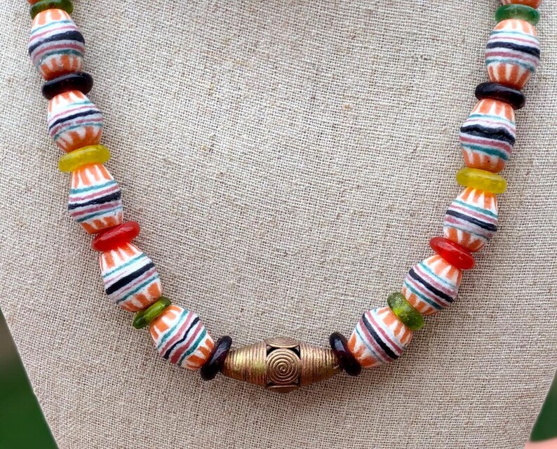 AJ003 Multicolored Krobo Beads Necklace Set for the - Etsy