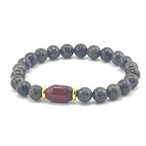 RR379 - Men's Pyrite Bracelet with Tiger's Eye Drum Bead - Handmade USA