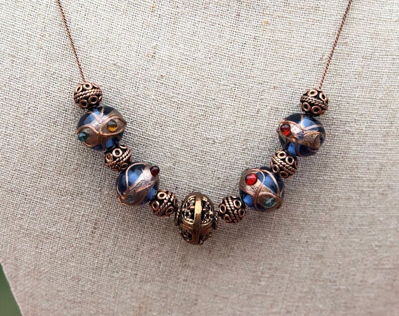 AJ159 and unique Varanasi glass beads necklace set. Etsy
