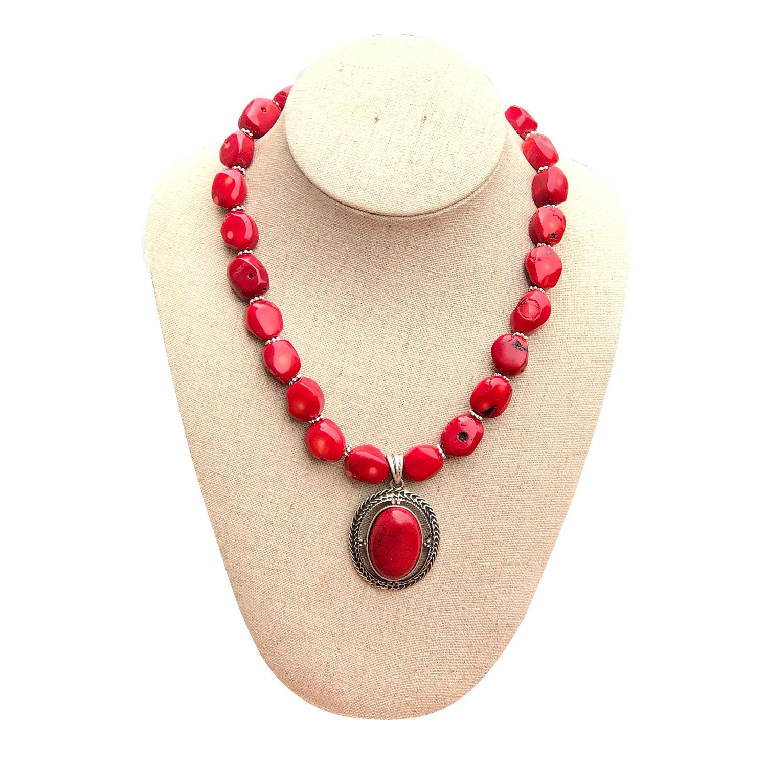 AJ 287 Chunky Coral Statement Necklace. Perfect for a Gift Etsy Canada