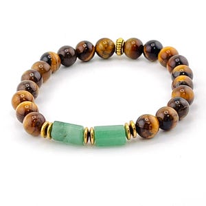 RR385 - Tiger's Eye & Green Aventurine Bracelet: Men's Handmade Jewelry