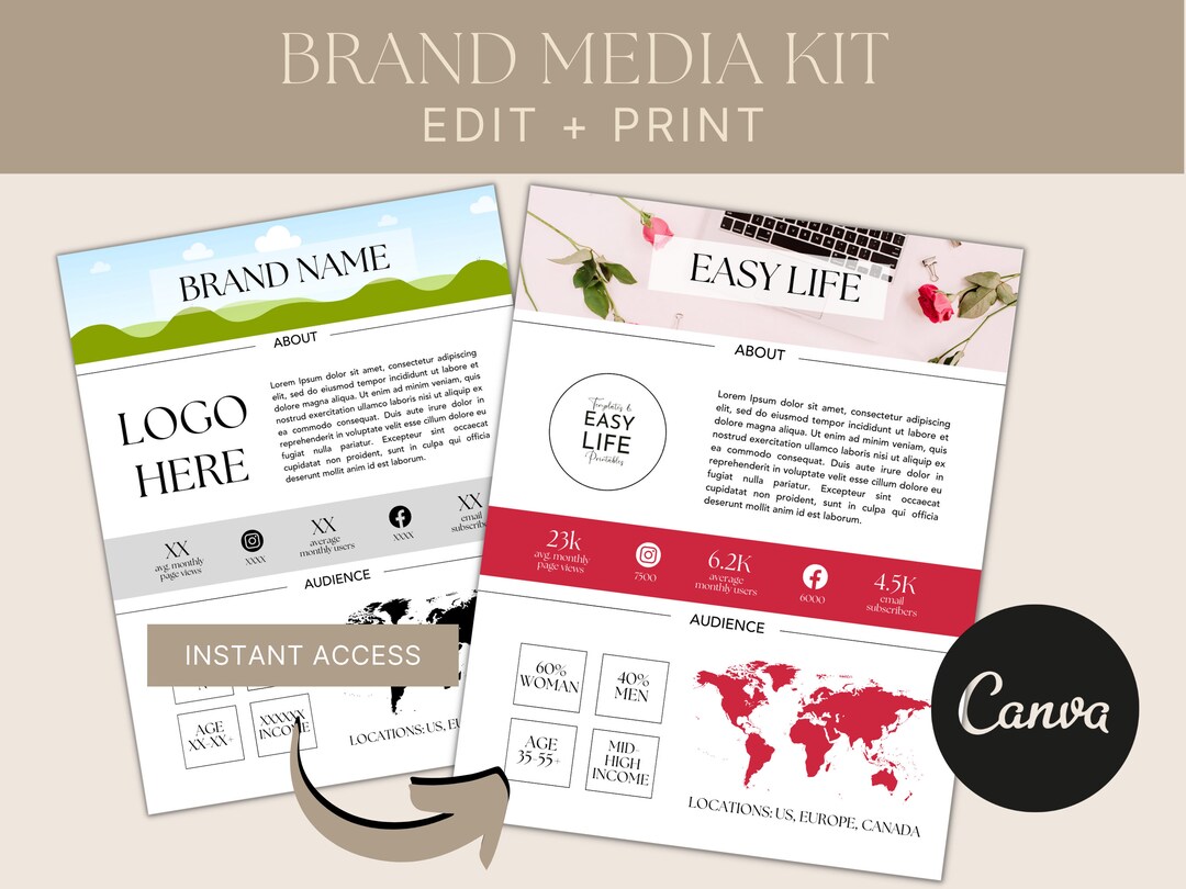 Brand Media Kit Media Kit Media Template Social Media Kit Etsy