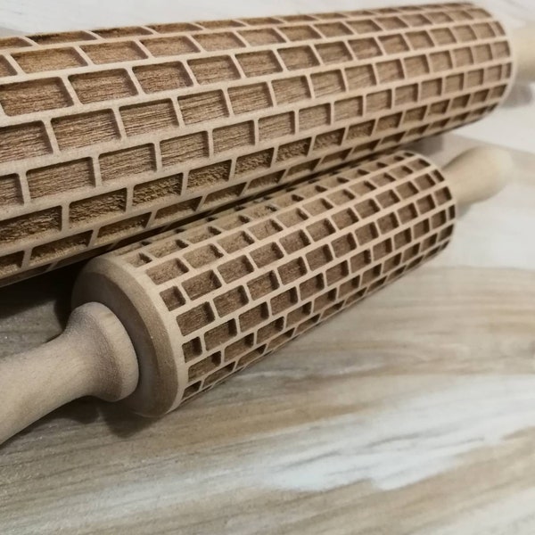 Rolling Pin "Brick, home" Handmade Wooden rolling pin gingerbread