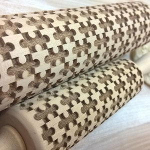 Puzzles Handmade Rolling Pin Wooden laser Engraved Pattern Embossing