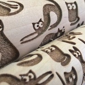 CATS Rolling Pin Wooden rolling pin Laser Cut Pattern Embossing image 2
