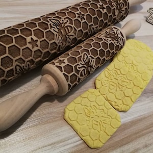 Rolling Pin Bее, Flowers, honeycombs  Handmade Wooden rolling pin honeybee