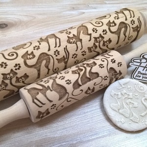 Rolling Pin Glamorous Cats Pattern Embossing Laser Cut image 2