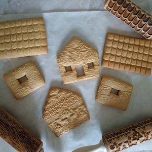 Wooden Rolling Pin &quot;SET OF 2 (Big and Small)&quot; Handmade Wooden rolling pin Laser Cut Embossing Any 2 patterns