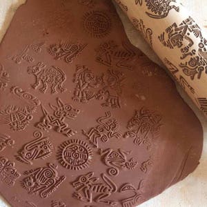 Wooden Rolling Pin Laser Cut  &quot;Inca Empire&quot; Designed Pattern Embossing Rolling pin Laser Engraved
