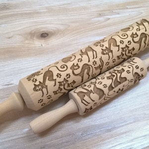 Rolling Pin Glamorous Cats Pattern Embossing Laser Cut image 3