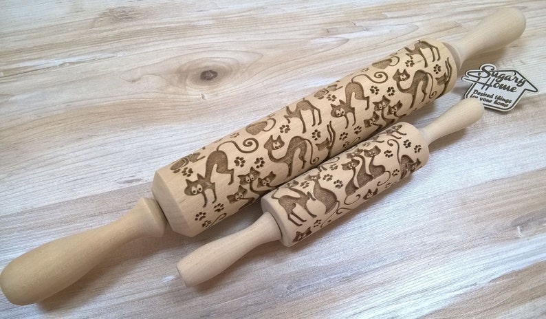 Rolling Pin Glamorous Cats Pattern Embossing Laser Cut image 3