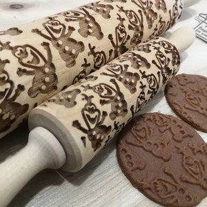 Rolling Pin &quot;Funny snowman&quot; Handmade Wooden rolling pin cookie, gingerbread
