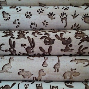Wooden Rolling Pin SET OF 5  Laser cut  Сhildren&#39;s Dolly&#39;s Design pattern embossing Set 5 pcs