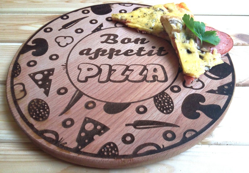 Wooden Pizza Board PIZZA Laser engraved pizza board Bon Etsy