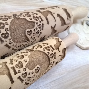 Rolling Pin Wooden Laser Cut Stylish Dogs, Puppies Pattern Embossing