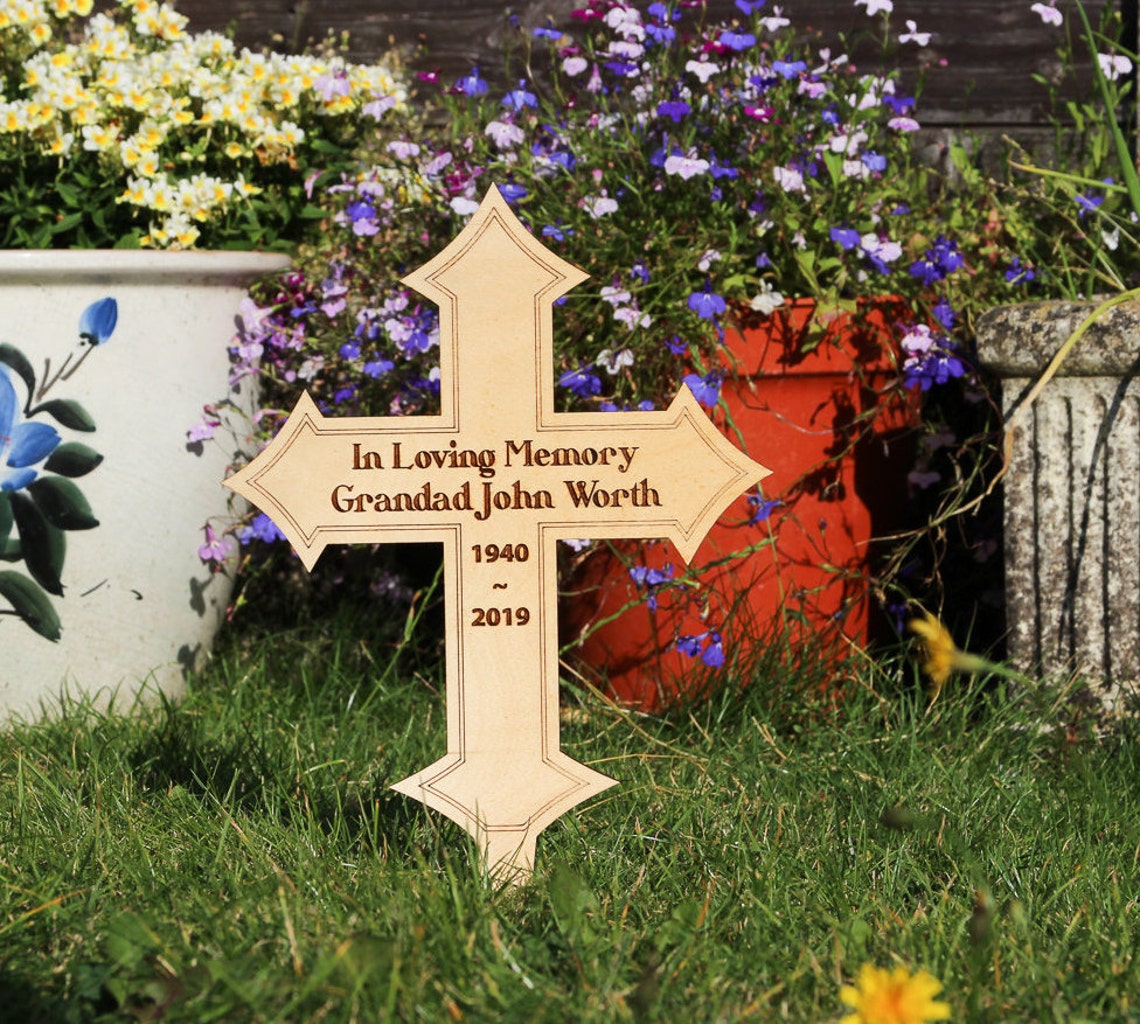 Personalised Wooden Cross Grave Marker Etsy UK
