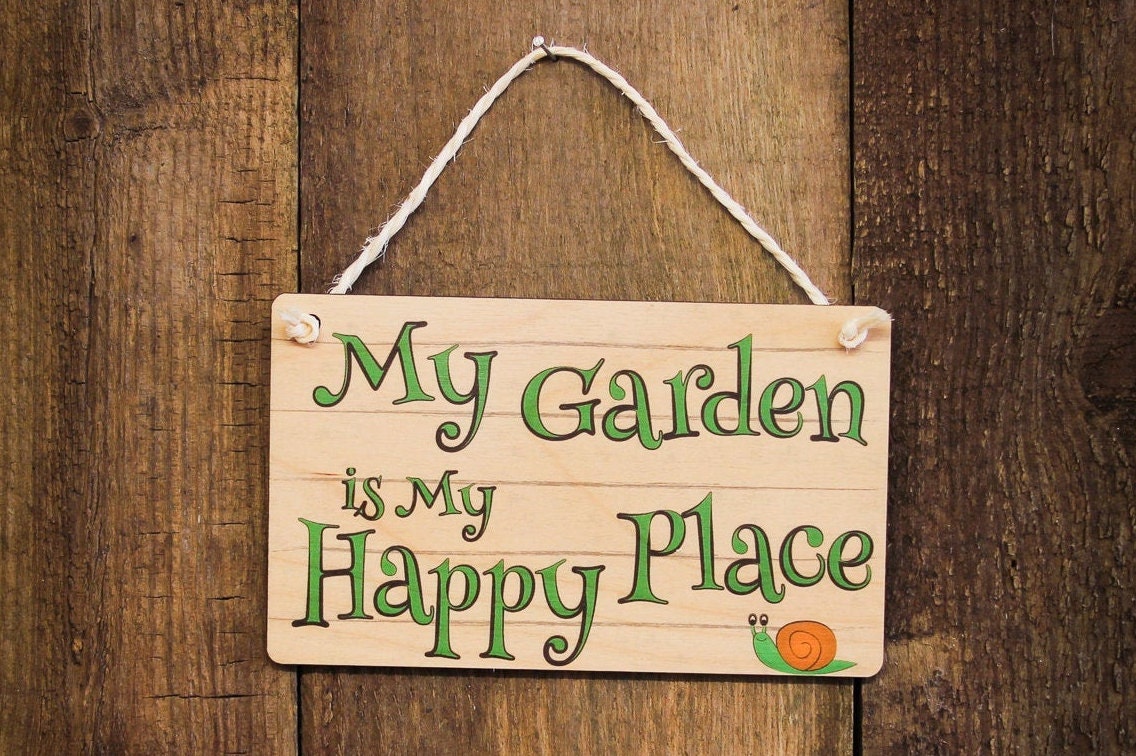 Wooden Garden Plaque my Garden is My Happy Place Etsy UK