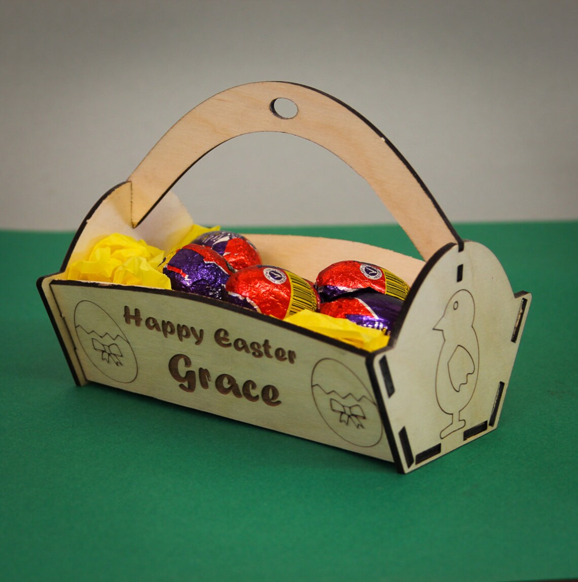 Personalised Wooden Easter Egg Basket Kit Blank Egg Hunt Craft Etsy